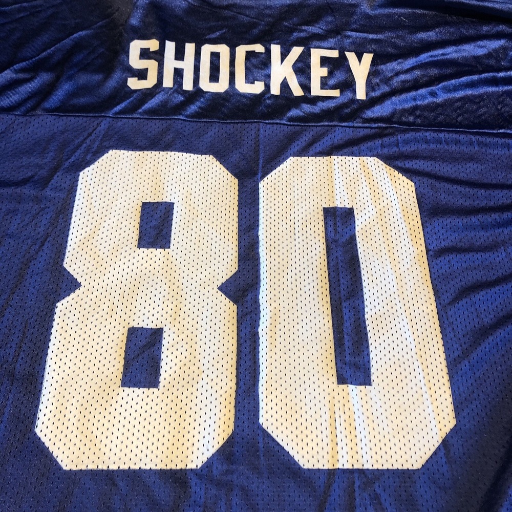 Jeremy Shockey Jersey NY Giants Reebok NFL Size 2XL Number 80 Blue Short Sleeve - Picture 11 of 12